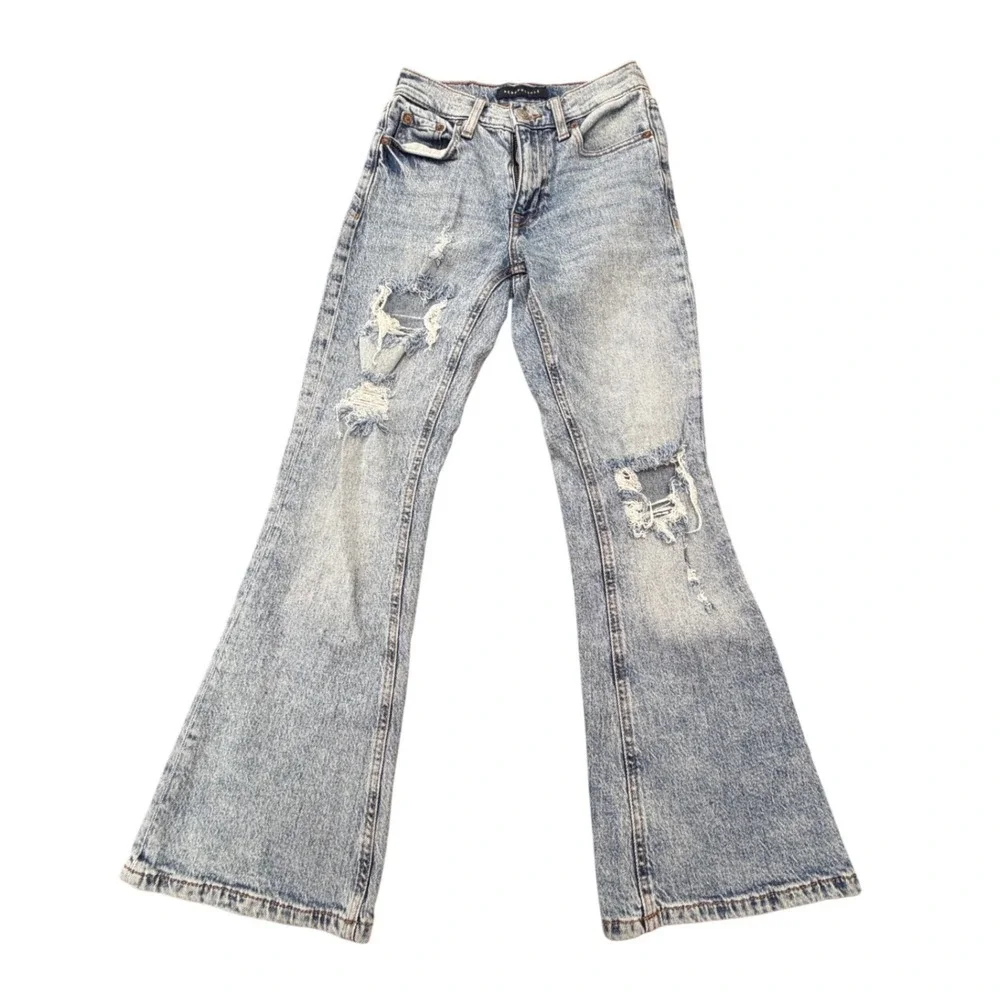 Aeropostale‎ Y2K Distressed Flare Jeans Womens 000S Indie Coquette Grunge